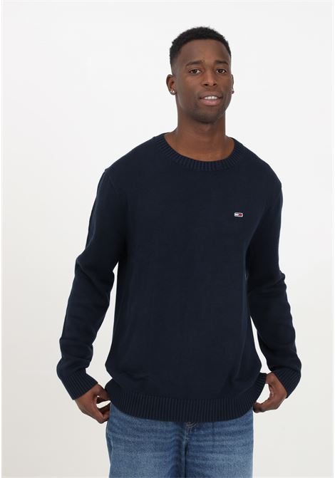 Blue men's sweater with logo embroidered on the front TOMMY JEANS | DM0DM18370C1GC1G
